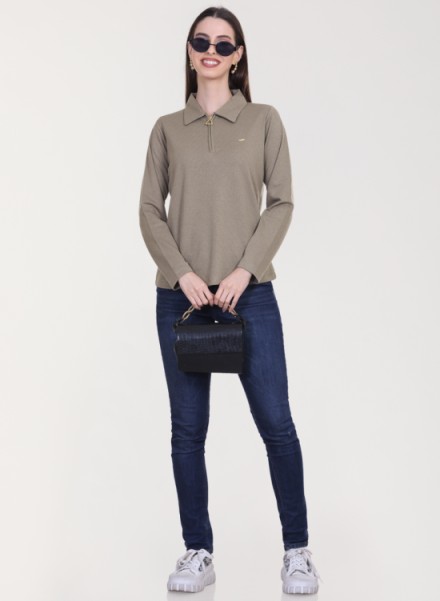 UNEMODE JACQUARD KNIT ZIP COLLAR SWAEATSHIRT