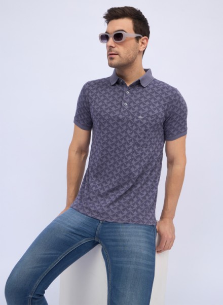 Mens Half Sleeve Cotton Abstract Branded Polo T-Shirt