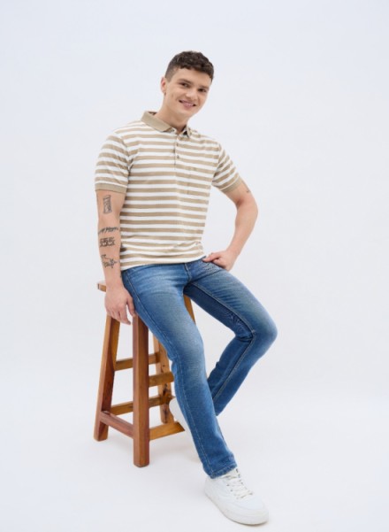 Men Striped Polo T-Shirt