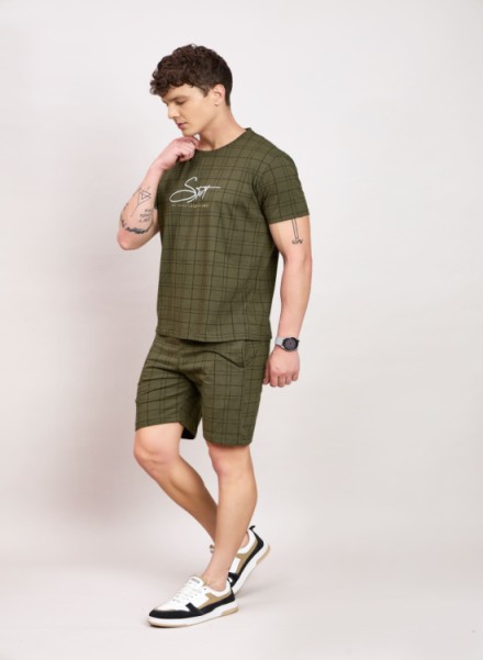 Mens Brown printed coord Set