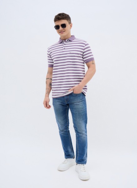Men Striped Polo T-Shirt