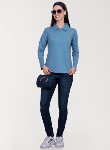 UNEMODE JACQUARD KNIT ZIP COLLAR SWAEATSHIRT