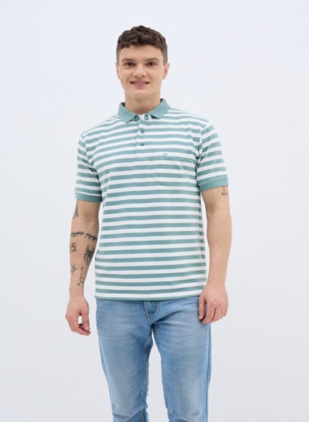 Men Striped Polo T-Shirt