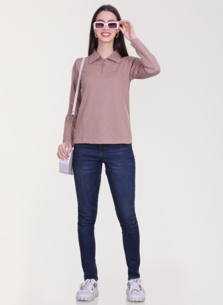 UNEMODE JACQUARD KNIT ZIP COLLAR SWAEATSHIRT